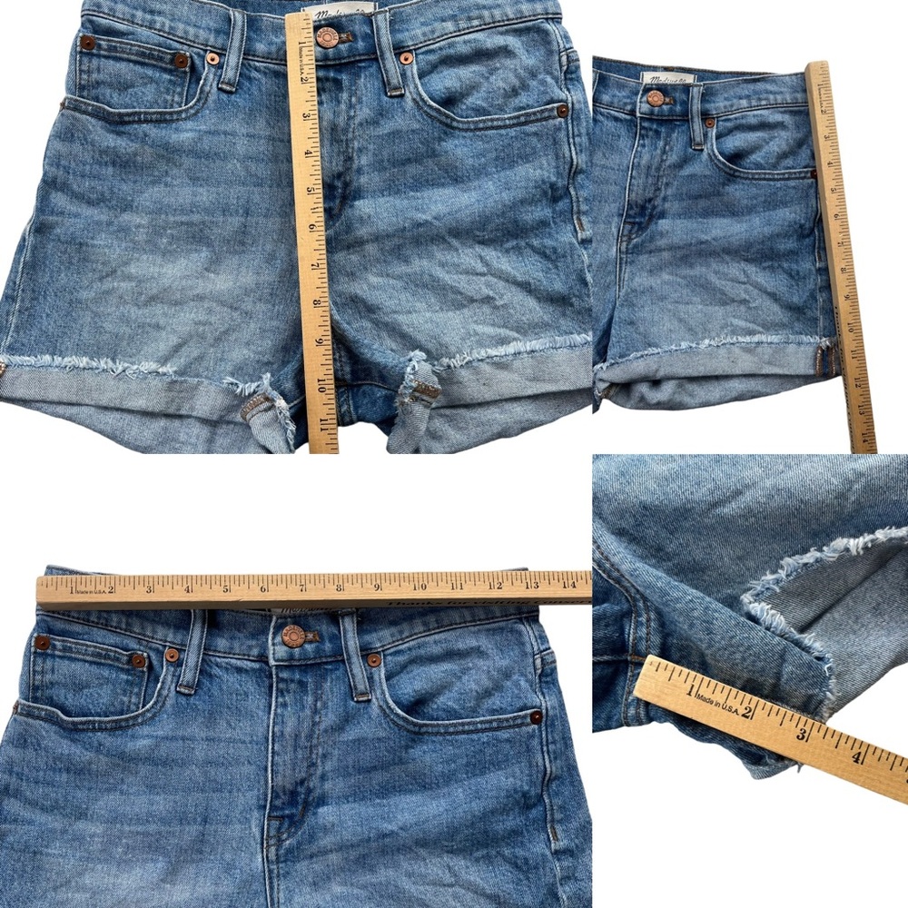 Madewell Women’s Sz. 25 Light Wash Denim High Rise Fringe Cuff Jean Shorts F1607 - Picture 4 of 14